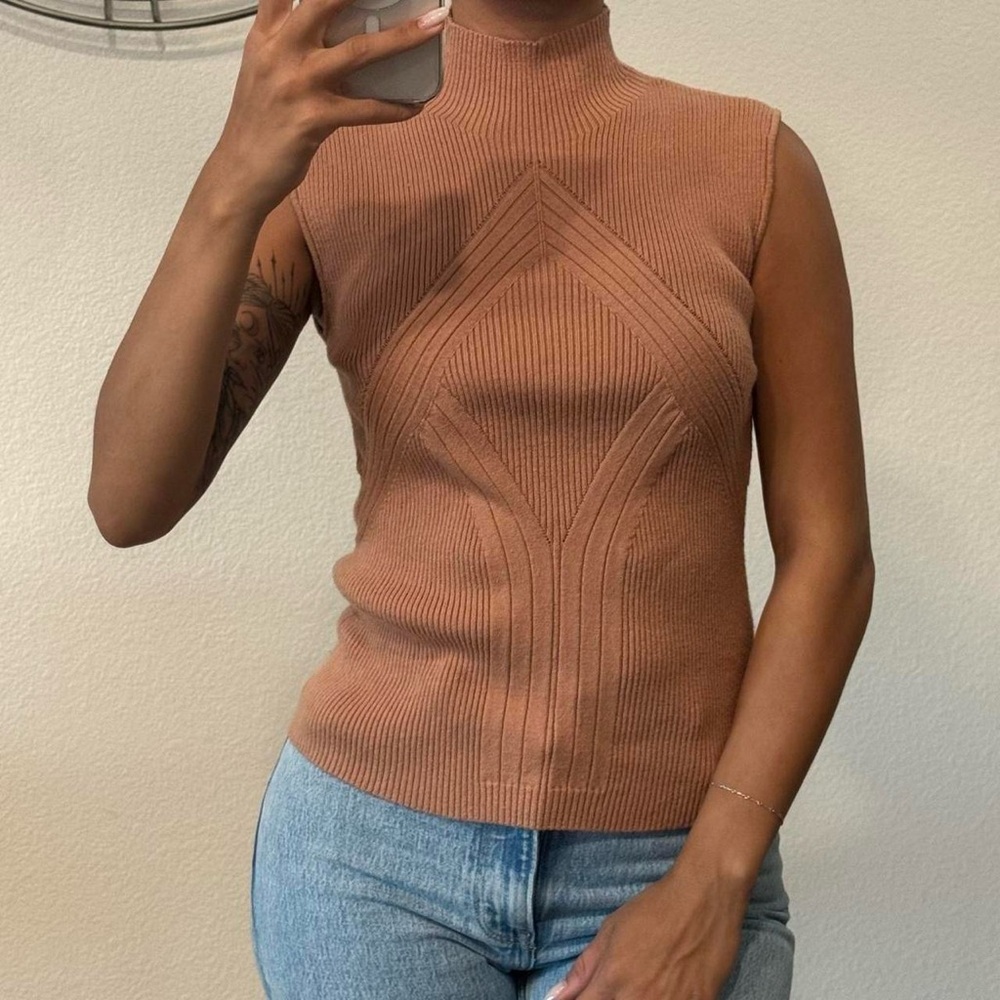 Guess Tan Sleeveless Knit Top